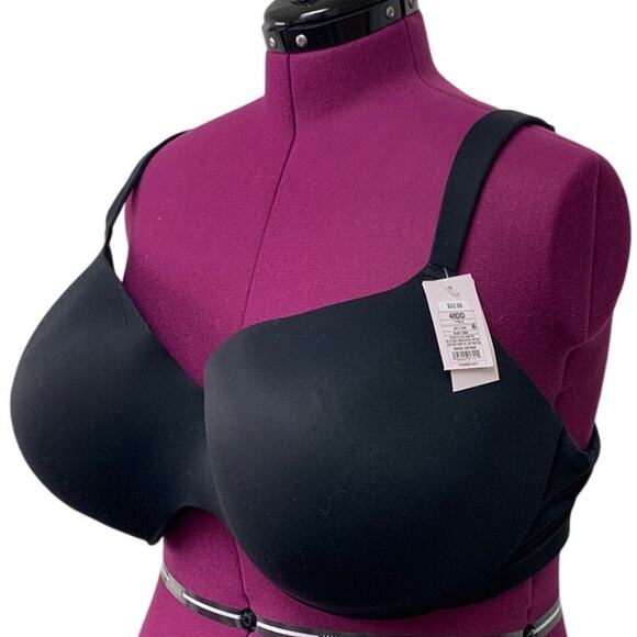 NWT New Auden Womens 48DD Lightly Lined Demi Coverage Underwire Black Bra - Picture 2 of 4